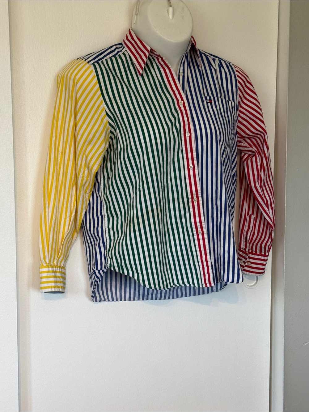 Tommy Hilfiger Multicolor Striped Button-Down Shirt (Green, Blue, Red, Yellow)